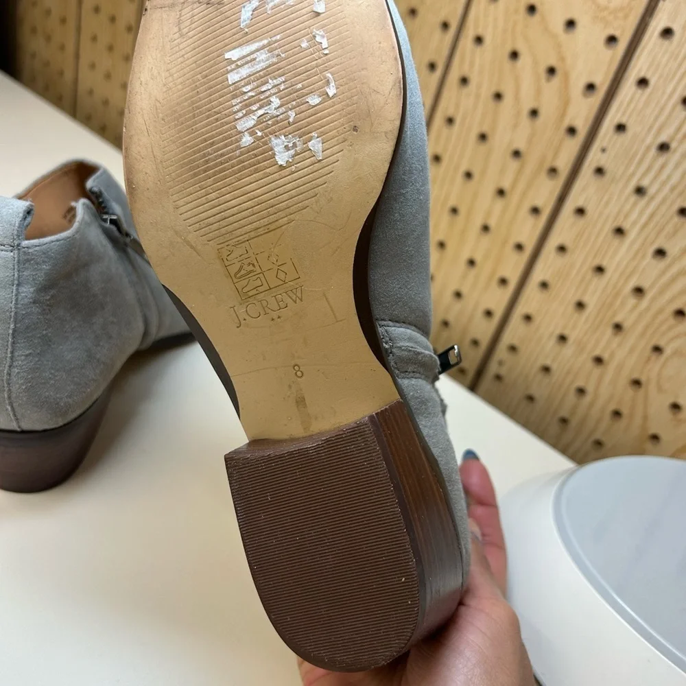 J. Crew Leather Ankle Boots In Grey